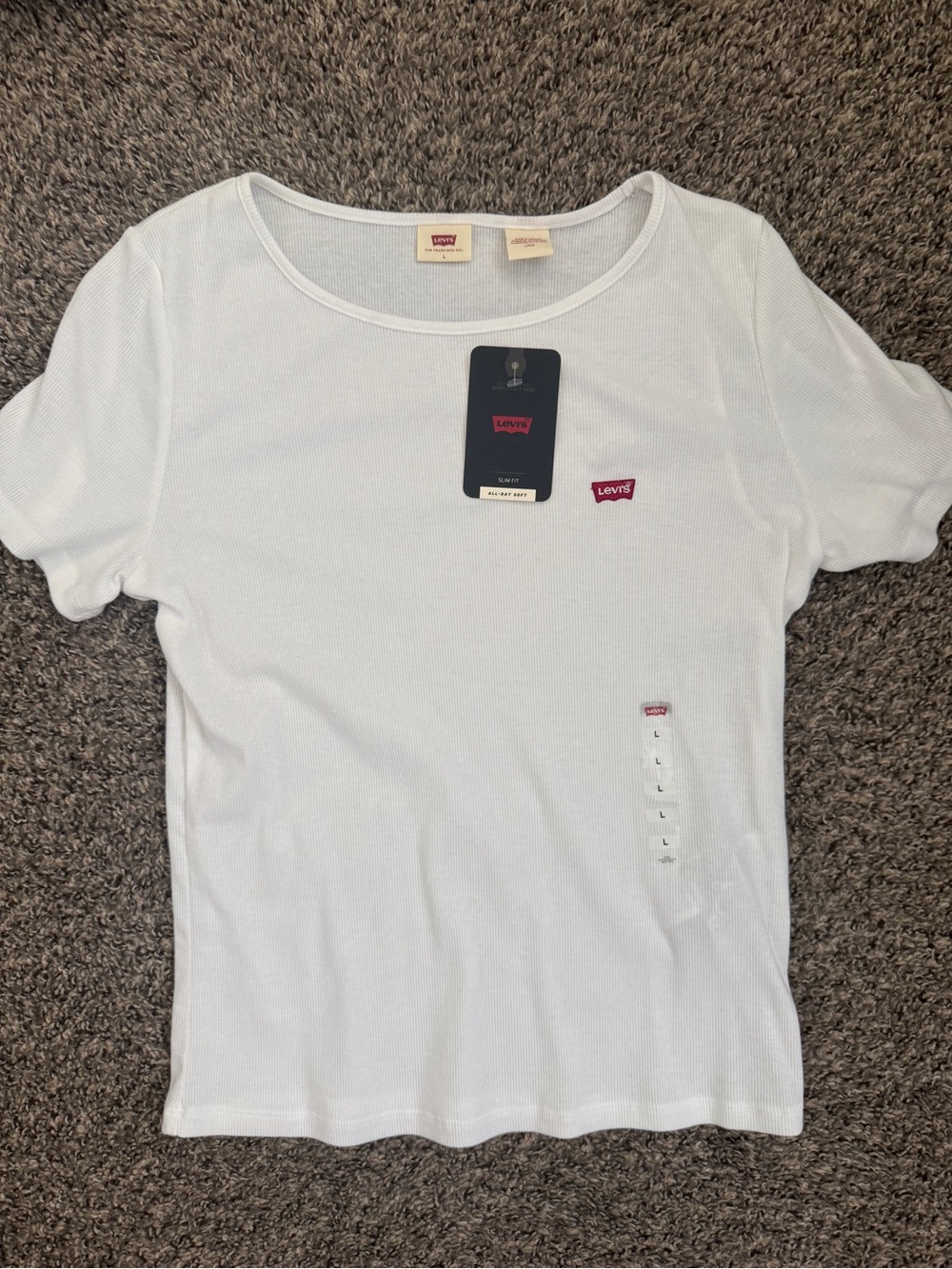 Levi's Women's White Short Sleeve Scoop Neck Tee with Red Logo